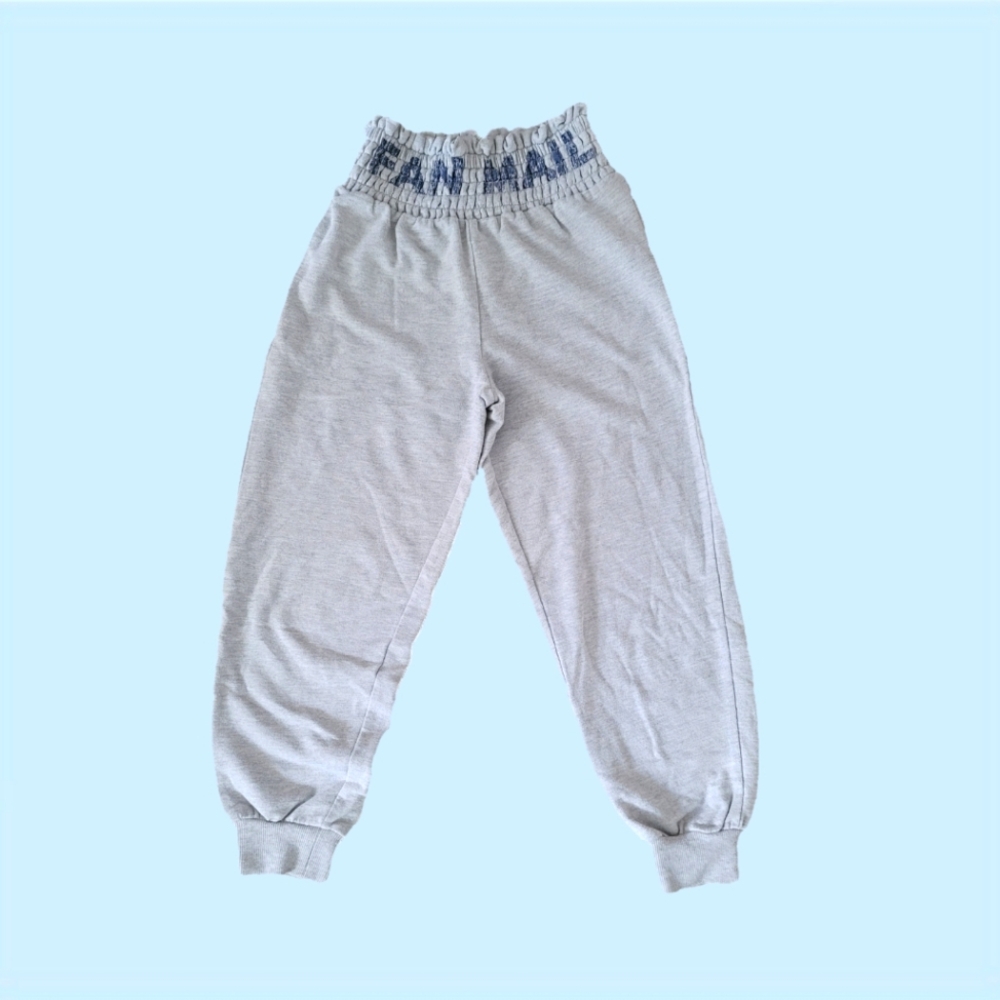 TRUCE Girls' Cheeky Slogan Smocked Waist Gray Jogger Sweats